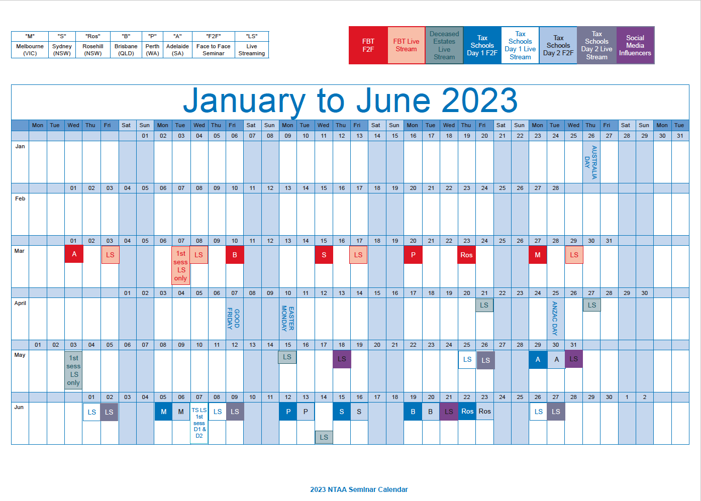 Seminar Calendar, NTAA